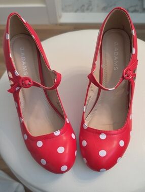 J. Adams Red Polka Dot Mary Jane Heels